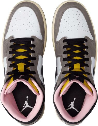 حذاء Air Jordan 1 Mid SE Cave Stone للرجال لايف ستايل (أبيض/حجر الكهف/كبريت داكن/رمادي زيتي) مقاس 8.5 in Kuwait
