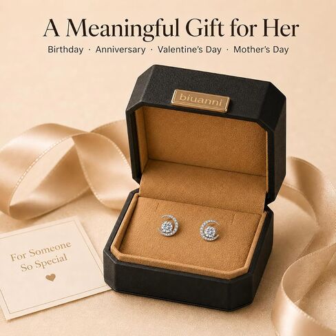 Crescent Moon Moissanite Stud Earrings for Women, S925 Sterling Silver White Gold Plated Dainty Earrings for Sensitive Ears, Celestial Minimalist Jewelry Gift for her in Kuwait