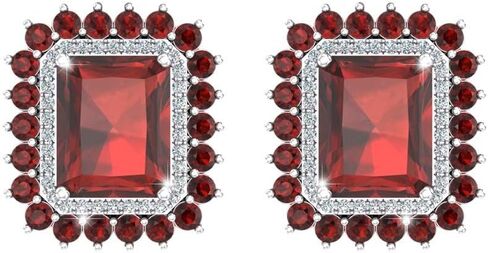 Birthstone Earrings for Women Beautiful Gemstone 925 Sterling Silver Jewelry Push Back Fine Stud Earring 7mm Sparkle Bling Square Gems Classic Fashion Jewelry Perfect Valentine’s Day Gifts in Kuwait