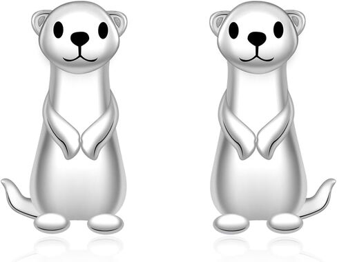 Cute Ferret Earrings for Women - 925 Sterling Silver Animal Stud Earrings Pet Memorial Jewelry Gift for Ferret Lovers in Saudi Arabia