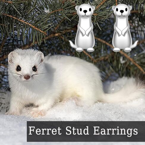 Cute Ferret Earrings for Women - 925 Sterling Silver Animal Stud Earrings Pet Memorial Jewelry Gift for Ferret Lovers in Saudi Arabia