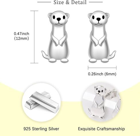 Cute Ferret Earrings for Women - 925 Sterling Silver Animal Stud Earrings Pet Memorial Jewelry Gift for Ferret Lovers in Saudi Arabia