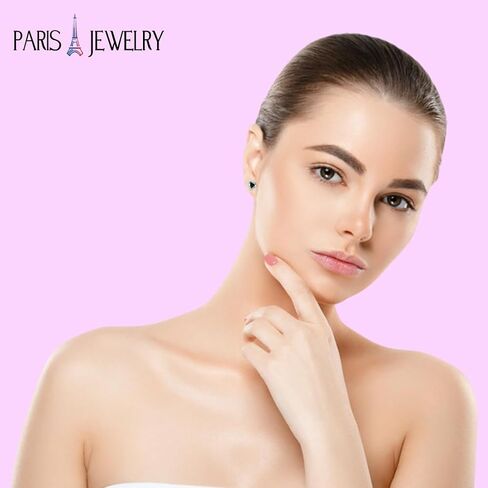 Paris Jewelry® 14k White Gold Plated Halo Heart Cut Stud Earrings | 1/2 Ct Earrings Black Sapphire Birthstone Jewelry | Gift for Women in Saudi Arabia