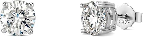 Moissanite Stud Earrings 18K White Gold Plated 925 Sterling Silver Earring for Women Men Round Cut D Color VVS1 Clarity in Saudi Arabia
