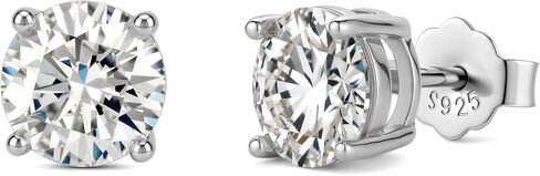 Moissanite Stud Earrings 18K White Gold Plated 925 Sterling Silver Earring for Women Men Round Cut D Color VVS1 Clarity in Saudi Arabia