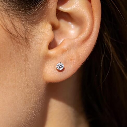 Moissanite Stud Earrings 18K White Gold Plated 925 Sterling Silver Earring for Women Men Round Cut D Color VVS1 Clarity in Saudi Arabia
