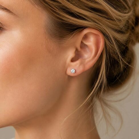 Moissanite Stud Earrings 18K White Gold Plated 925 Sterling Silver Earring for Women Men Round Cut D Color VVS1 Clarity in Saudi Arabia