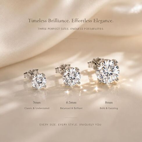 Moissanite Stud Earrings 18K White Gold Plated 925 Sterling Silver Earring for Women Men Round Cut D Color VVS1 Clarity in Saudi Arabia