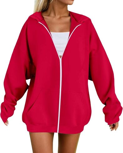 Womens Zip Up Hoodies 2026 Y2K Casual Long Sleeve Zipper Sweatshirts Fall Winter Trendy Track Jackets With Pockets in Saudi Arabia