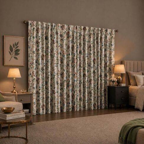 Sun Zero Claudette 2-Pack Vintage Floral Magnetic Closure 100% Total Blackout Back Tab Curtain Panel Pair, Stone, 40" W x 84" L (2 Panels) in Kuwait