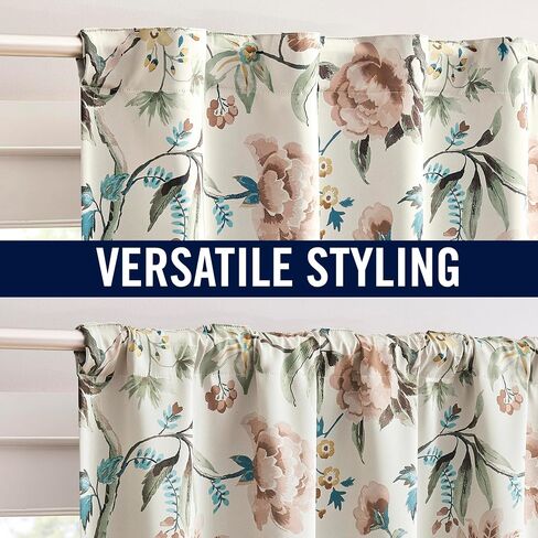 Sun Zero Claudette 2-Pack Vintage Floral Magnetic Closure 100% Total Blackout Back Tab Curtain Panel Pair, Stone, 40" W x 84" L (2 Panels) in Kuwait