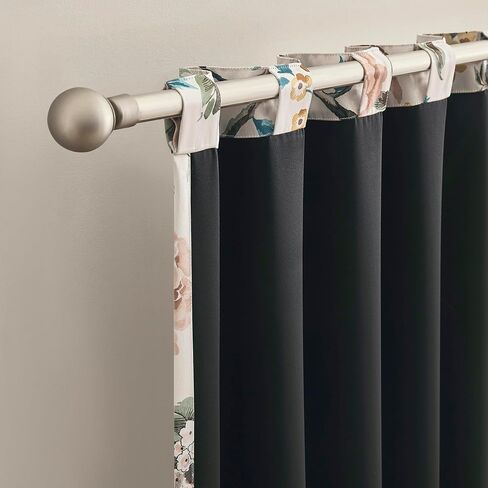 Sun Zero Claudette 2-Pack Vintage Floral Magnetic Closure 100% Total Blackout Back Tab Curtain Panel Pair, Stone, 40" W x 84" L (2 Panels) in Kuwait