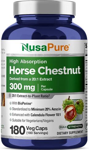 NusaPure Horse Chestnut Capsules, 300 mg, 180 Veg Capsules (Non-GMO, Vegan) in Kuwait