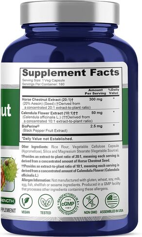 NusaPure Horse Chestnut Capsules, 300 mg, 180 Veg Capsules (Non-GMO, Vegan) in Kuwait