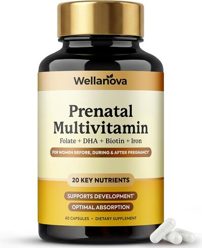 Prenatals Multivitamin for Women – with Iron – Family Planning & Pregnancy Prenatal Vitamins with DHA, Folate & Gentle Chelated Minerals – 60 Capsules in Saudi Arabia