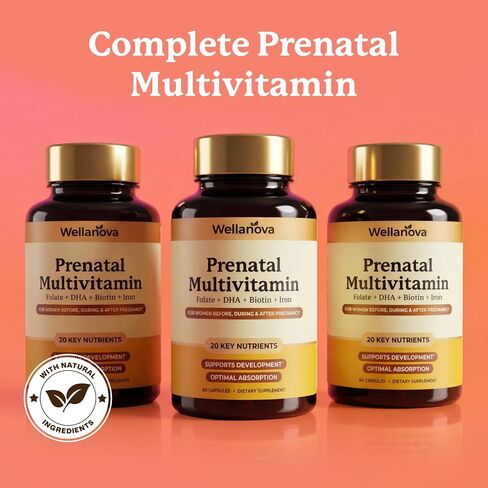 Prenatals Multivitamin for Women – with Iron – Family Planning & Pregnancy Prenatal Vitamins with DHA, Folate & Gentle Chelated Minerals – 60 Capsules in Saudi Arabia