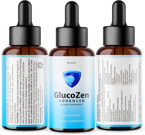 (5 Pack) Glucozen Drops - Official Gluco Zen Oral Liquid Drops Advanced Premium Formula Maximum Strength, All Natural Ingredients Vitamins for Overall Health & Wellness, 5 Bottles for 5 Months in Saudi Arabia