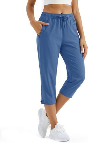MAGCOMSEN Capri Pants for Women Lightweight Quick Dry Hiking Capris with Pockets Travel Workout Casual Summer UPF 50+ in Saudi Arabia