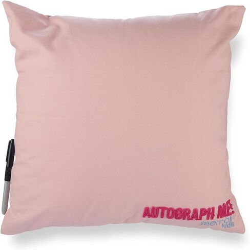 MeMoi Girls Plush-Embroidered Happy Camper Autograph Pillow with Marker Peachy Pink One Size in Kuwait