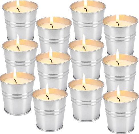 SWIND 12 Pack Citronella Candles Outdoor, Pure Citronella Oil, 2oz Candle up to 120 Hours Burning, Small Bucket, Natural Soy Wax Candle for Patio, Home, Backyard in Kuwait