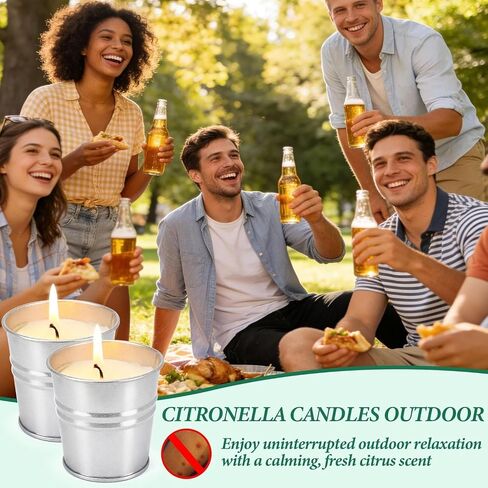 SWIND 12 Pack Citronella Candles Outdoor, Pure Citronella Oil, 2oz Candle up to 120 Hours Burning, Small Bucket, Natural Soy Wax Candle for Patio, Home, Backyard in Kuwait