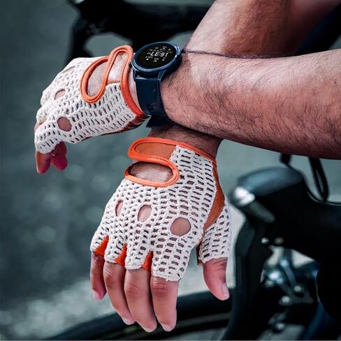 Real Soft Leather Mesh Net Fingerless Driving Weight Training Cycling Wheelchair Gloves W-1037 (XX-Large) in Saudi Arabia