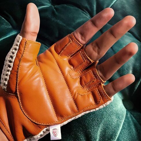 Real Soft Leather Mesh Net Fingerless Driving Weight Training Cycling Wheelchair Gloves W-1037 (XX-Large) in Saudi Arabia