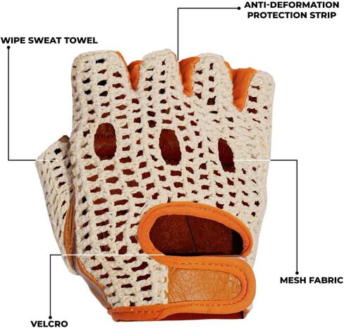 Real Soft Leather Mesh Net Fingerless Driving Weight Training Cycling Wheelchair Gloves W-1037 (XX-Large) in Saudi Arabia
