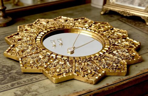 Vintage Gold Round Sunburst Mirror,with Exquisite Relief Elegant Wall Decor,Resin Decorative Mirrors Suitable for Gallery Living Rooms(Gold 12") in Saudi Arabia