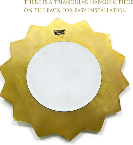 Vintage Gold Round Sunburst Mirror,with Exquisite Relief Elegant Wall Decor,Resin Decorative Mirrors Suitable for Gallery Living Rooms(Gold 12") in Saudi Arabia