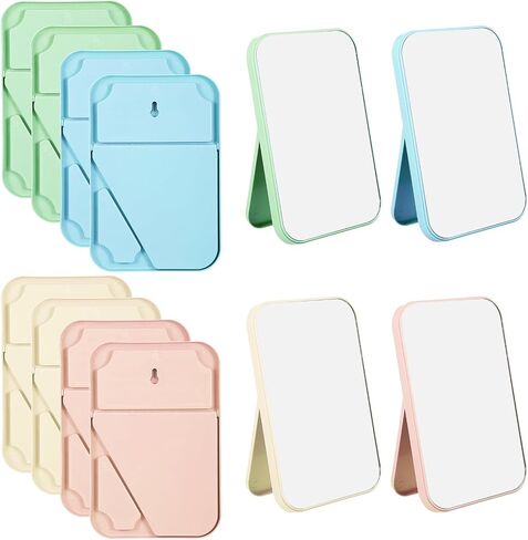 12Pcs Desktop Makeup Mirror 7.87inch Small Vanity Mirror with Stand, 90°Adjustable Portable Foldable Makeup Mirrors for Vanity Table, Office, Travel(4 Color) in Saudi Arabia