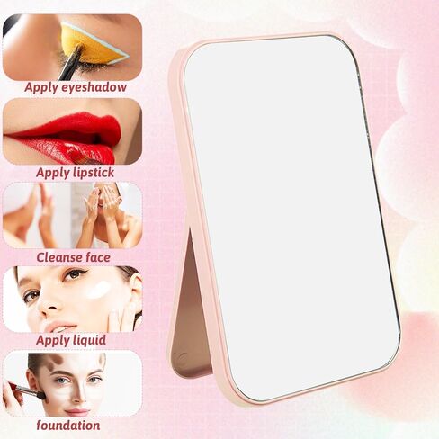 12Pcs Desktop Makeup Mirror 7.87inch Small Vanity Mirror with Stand, 90°Adjustable Portable Foldable Makeup Mirrors for Vanity Table, Office, Travel(4 Color) in Saudi Arabia