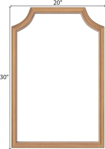 HOMECOOKIN 20" x 30" Scalloped Wood Mirror, Rectangle Wall Mirror, Vintage Vogue Wood Bathroom Mirror, Art Decor for Hallway, Bedroom, Living Room, Entryway (Honey) in Saudi Arabia