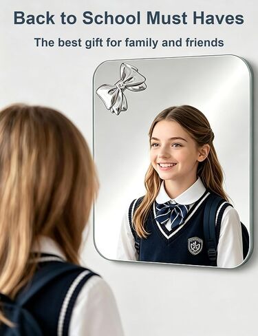 Magnetic Locker Mirror 5"x7" Real Glass Frameless Mirror with Magnetic Backing for School Locker, Bow School Makeup Mirrors for Girls Bathroom Refrigerator Dorm Gym Office Cabinet Home in Saudi Arabia