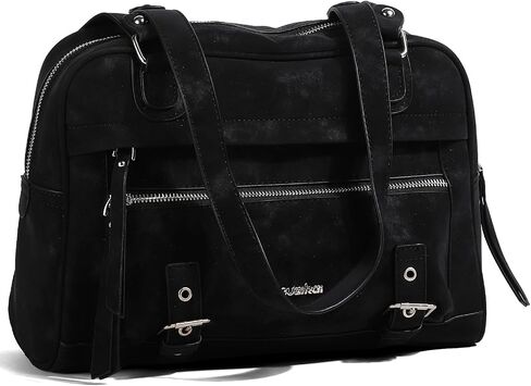 Women's Vintage Washed Leather Motorcycle Bag - Retro Distressed Multi-Pocket Shoulder Tote Bag Crossbody Purse in Saudi Arabia