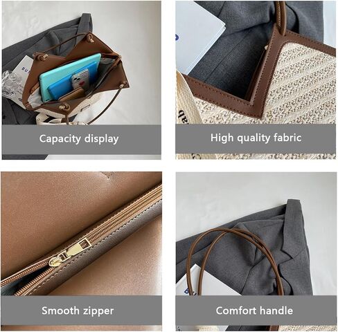 Straw Beach Tote Bags for Women, French Retro Shoulder Bag, Classic Woven Travel Bag in Saudi Arabia