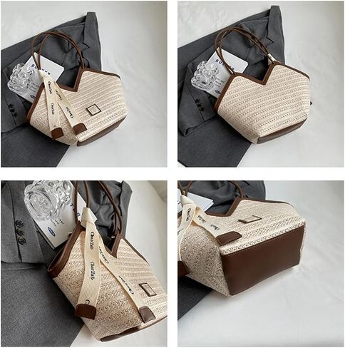 Straw Beach Tote Bags for Women, French Retro Shoulder Bag, Classic Woven Travel Bag in Saudi Arabia