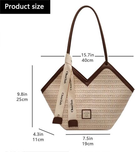 Straw Beach Tote Bags for Women, French Retro Shoulder Bag, Classic Woven Travel Bag in Saudi Arabia