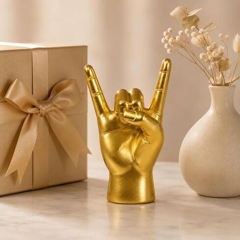 Gold Hand Sculpture Decor, Modern Resin Music Statue | Hand Decor for Home Office Desk, Jewelry Holder Display Stand for Rings Bracelets Necklaces, Shelf Decor Accent, Unique Gift in Kuwait