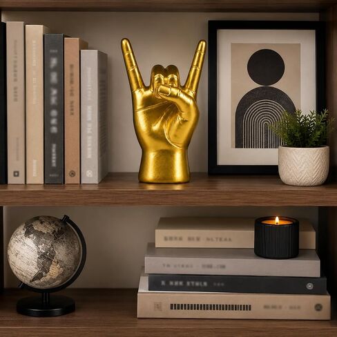 Gold Hand Sculpture Decor, Modern Resin Music Statue | Hand Decor for Home Office Desk, Jewelry Holder Display Stand for Rings Bracelets Necklaces, Shelf Decor Accent, Unique Gift in Kuwait