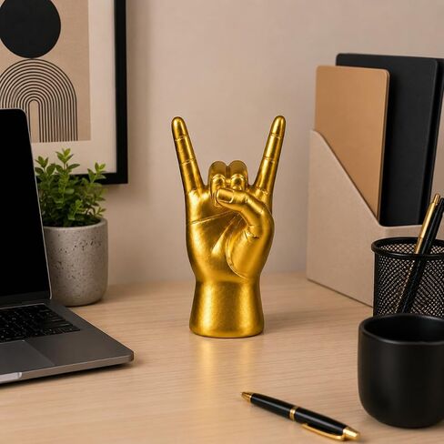 Gold Hand Sculpture Decor, Modern Resin Music Statue | Hand Decor for Home Office Desk, Jewelry Holder Display Stand for Rings Bracelets Necklaces, Shelf Decor Accent, Unique Gift in Kuwait