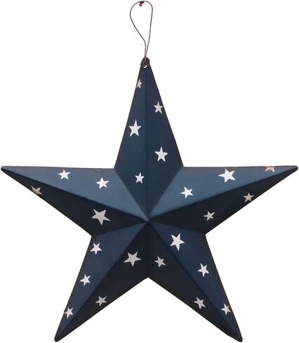 E-view Metal Barn Star Patriotic Home Decor Primitive Indoor Outdoor Wall Art Rustic Hanging Stars Decorations for Walls Fence Porch House July of 4th Decoration in Saudi Arabia