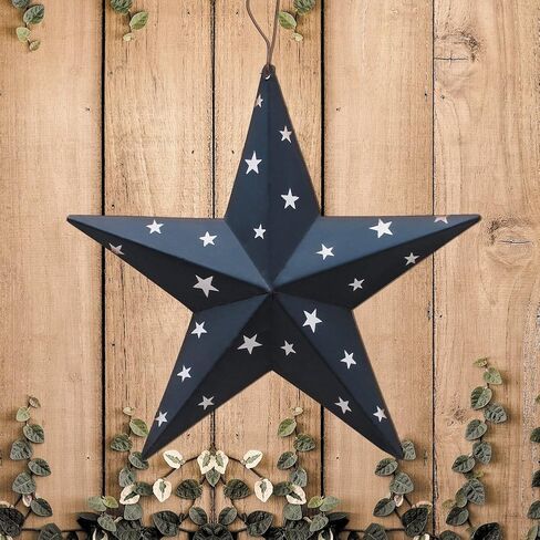 E-view Metal Barn Star Patriotic Home Decor Primitive Indoor Outdoor Wall Art Rustic Hanging Stars Decorations for Walls Fence Porch House July of 4th Decoration in Saudi Arabia