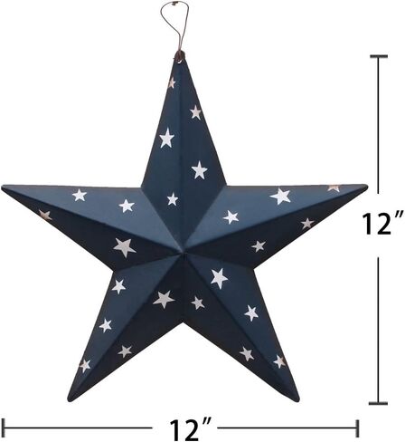 E-view Metal Barn Star Patriotic Home Decor Primitive Indoor Outdoor Wall Art Rustic Hanging Stars Decorations for Walls Fence Porch House July of 4th Decoration in Saudi Arabia