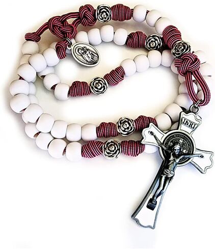 Saint Therese of Lisieux Pink Paracord Rosary in Saudi Arabia