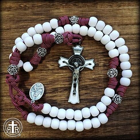 Saint Therese of Lisieux Pink Paracord Rosary in Saudi Arabia