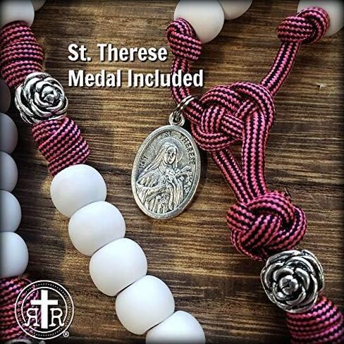 Saint Therese of Lisieux Pink Paracord Rosary in Saudi Arabia
