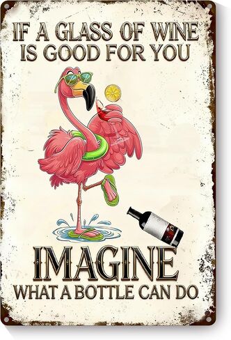 Funny Bar Sign, Man Cave Decor for Men, Vintage Beer Signs for Home Bar, Bar, Basement, Garage, Mancave, Men Gifts 8x12 Inch - If a Glass of Wine Is Good for You, Imagine What a Bottle Can Do in Saudi Arabia