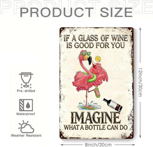 Funny Bar Sign, Man Cave Decor for Men, Vintage Beer Signs for Home Bar, Bar, Basement, Garage, Mancave, Men Gifts 8x12 Inch - If a Glass of Wine Is Good for You, Imagine What a Bottle Can Do in Saudi Arabia