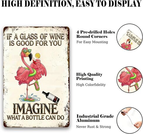 Funny Bar Sign, Man Cave Decor for Men, Vintage Beer Signs for Home Bar, Bar, Basement, Garage, Mancave, Men Gifts 8x12 Inch - If a Glass of Wine Is Good for You, Imagine What a Bottle Can Do in Saudi Arabia